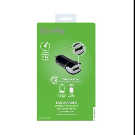 Car charger 1 USB poort 2,4A  zwart