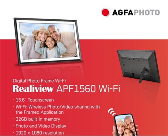 Agfaphoto Digitale WiFi fotolijst 15 inch Zwart