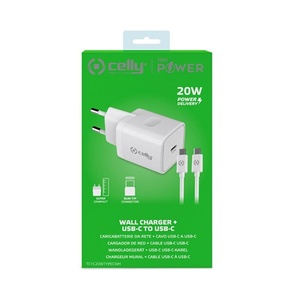 Wall charger USB-C 20W + TYPE-C CABLE Wit