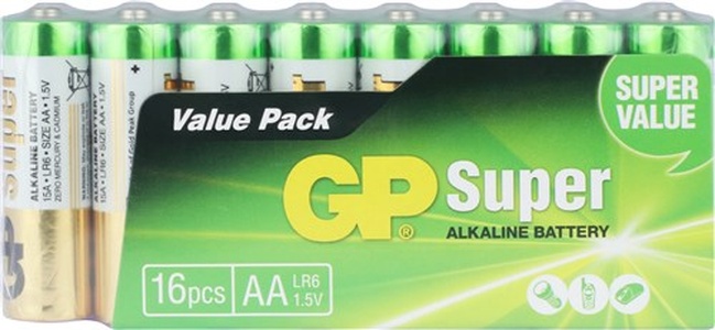 AA batterij GP Alkaline Super 1,5V 16 stuks