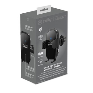 Universal Car Holder / wireless charger 15W, zwart