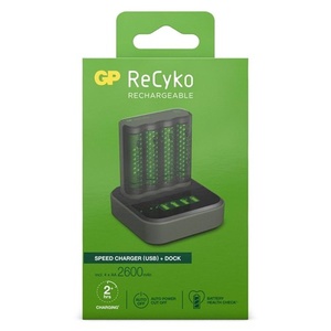 USB batterijlader GP M451 4 x ReCyko AA 2600 mAh dockingstat