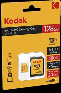 Kodak mSD 128GB U1 V10 w/adapter
