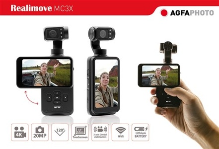 AgfaPhoto Mini Gimbal Camera 3 axes, 3,5" touch screen