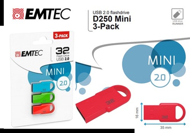 Emtec USB2.0 D250 32GB Pack van 3 stuks
