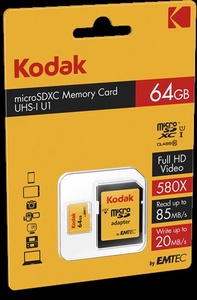 Kodak mSD 64GB U1 V10 w/adapter