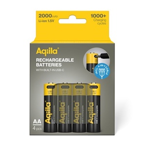 AA batterij Oplaadbaar Aqiila USB-C 2000 mAh Li-Ion 1,5V 4 s