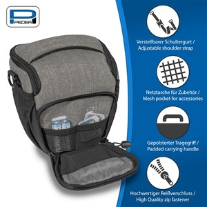 PEDEA Camera-Medium HOLSTER Tas FASHION PRO (licht) Grijs