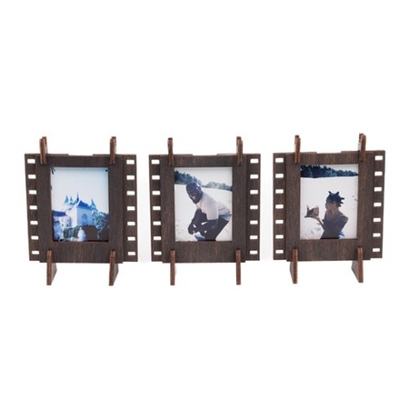 JollyLook 3 Photo Frames Mini, HOUT, donker bruin