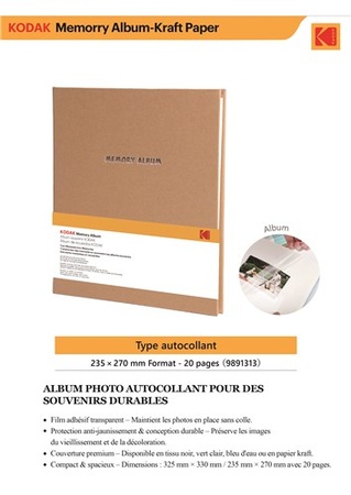 KODAK Bruin Fotoalbum 20 zelfklevende pag. Formaat 23,5x27cm