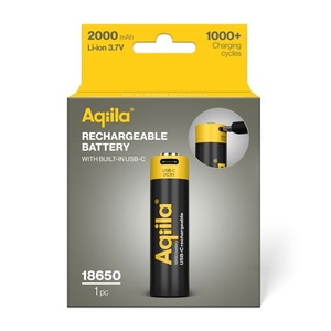 18650 batterij Oplaadbaar Aqiila USB-C 2000 mAh Li-Ion 3,7V