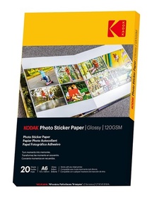 KODAK 20 sticker vellen van 120g/m² fotopapier, glans, A6