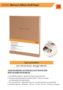 KODAK Bruin Fotoalbum 20 zelfklevende pag. Formaat 23,5x27cm