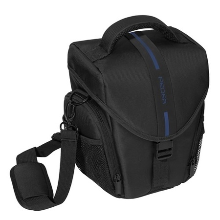 PEDEA Camera- XL HOLSTER Tas ESSEX PRO snap zwart + blauw