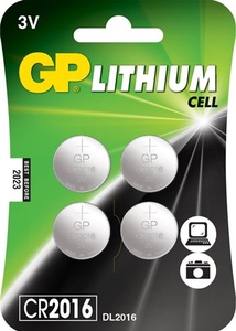 CR2016 GP Lithium knoopcel 3V 4 stuks