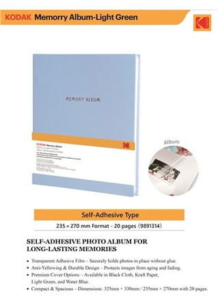 KODAK Blauw Fotoalbum 20 zelfklevende pag. Formaat 23,5x27cm