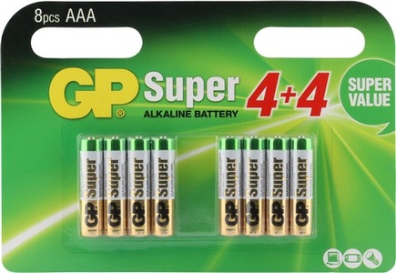 AAA batterij GP Alkaline Super 1,5V 8 stuks