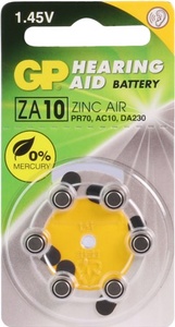 ZA10 GP Zinc Air Hoorapparaat batterij 1,4V 6 stuks