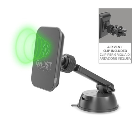 Telefoonhouder en wireless charger voor in de auto