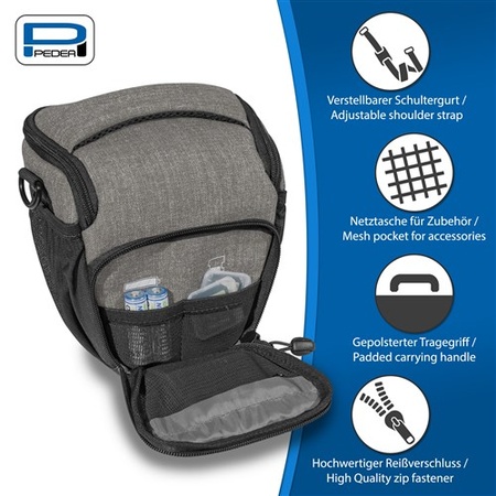 PEDEA Camera-Medium HOLSTER Tas FASHION PRO (licht) Grijs