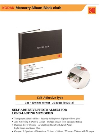 KODAK zwart Fotoalbum 20 zelfklevende pag. Formaat 32.5x33cm