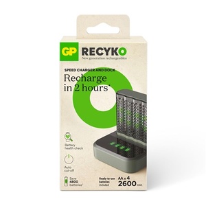 GP USB batterijlader M451 incl. 4 x RECYKO AA 2600 mAh + doc