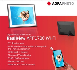 Agfaphoto Digitale WiFi fotolijst 17 inch Zwart