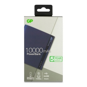 Powerbank GP B10A blauw 10.000 mAh 2 USB poorten 2.1A