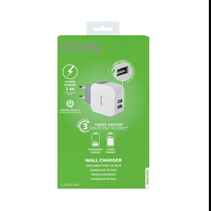 Wall charger 2 USB poorten 3.4A wit