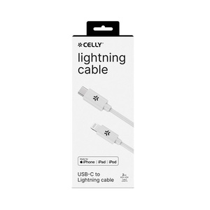 2 meter kabel LIGHTNING TO TYPE C wit
