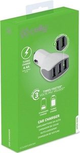 Auto lader 3 USB poorten, snel lader 4.4A Wit